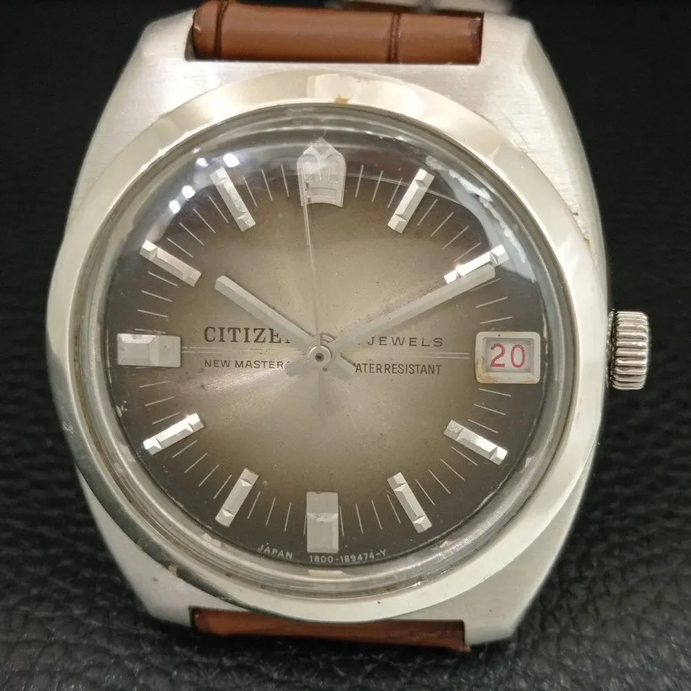 Vintage 1983 Citizen Manual Wound Mens Silver Watch W/Date & Silver accents